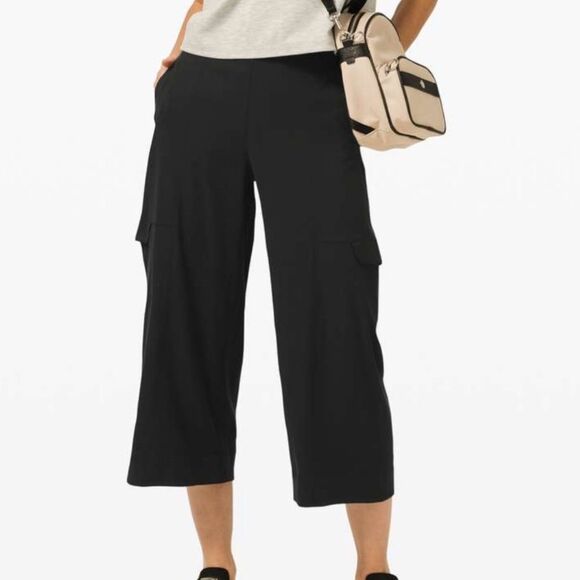 Lululemon Metropolis Maven High Rise Crop Wide Leg Pants Black Size 4 Comfort - Picture 1 of 8